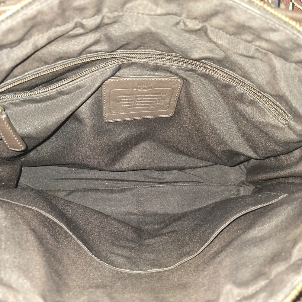 Coach Heritage Web Slim Briefcase #1171 Dark Brown Leather Briefcase